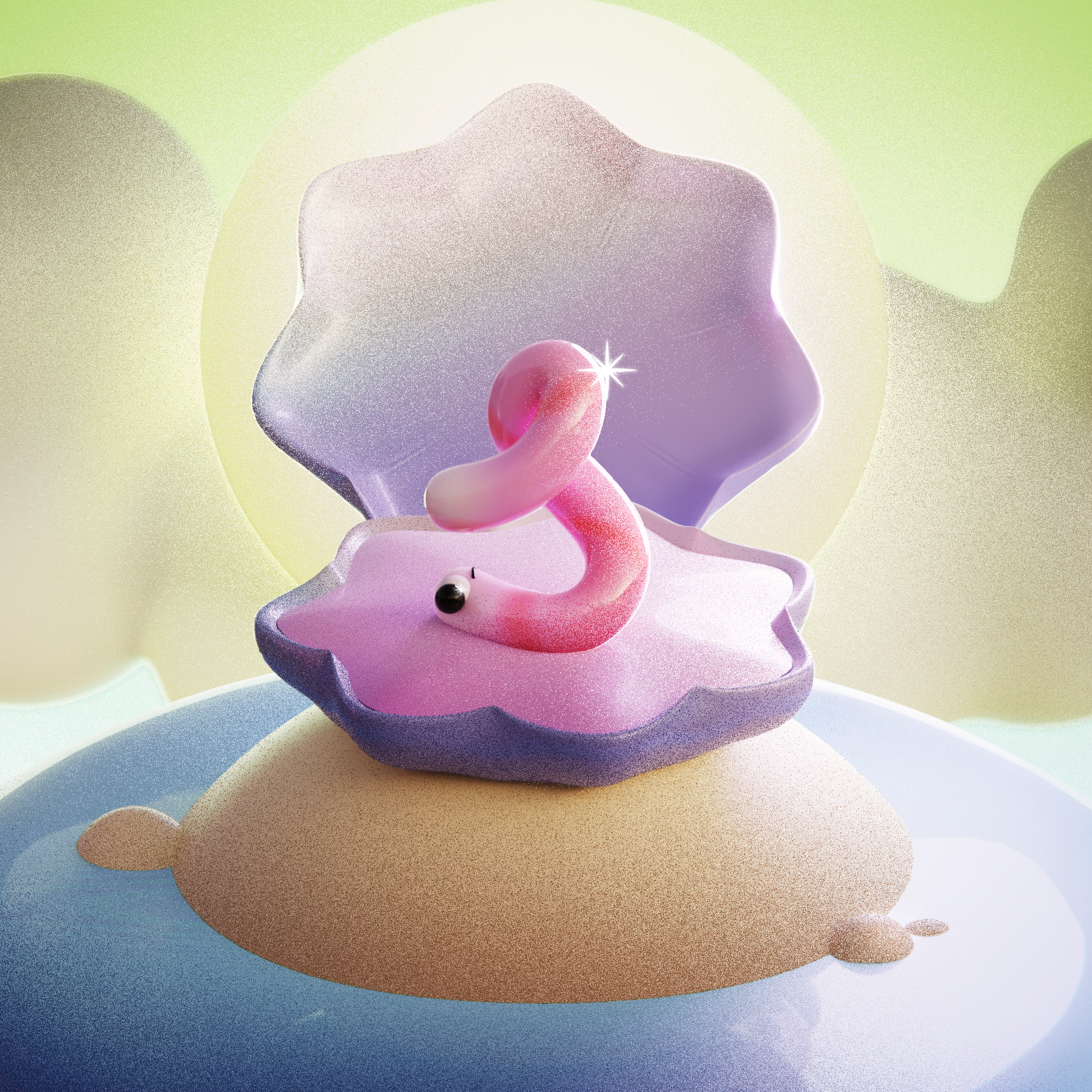 S - Shell 3d 3d art b3d blender c4d design grain illustration landscape letter pearl render s shell worm