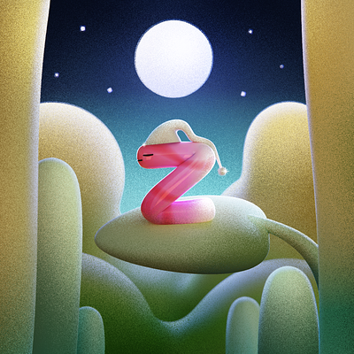 Z - Zzz 36days 36daysoftype 3d 3d art b3d blender c4d design grain illustration landscape letter moon night render sleep type z