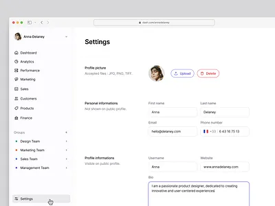 Settings — SaaS product design saas settings ui