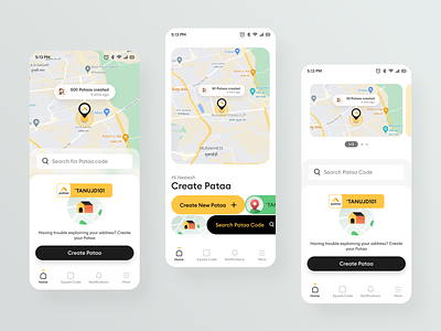 Drafts for Homescreen - Pataa App address app application design building directions google maps gps illustration location map mobile navigation neel notifications prakhar search sharma ui user experience design ux