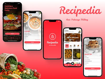 Food Recipe Application UI design figma graphic design ui ux