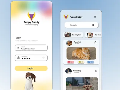 Puppy Buddy app design prototype