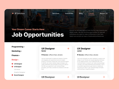 Career at IT Company 050 50 career challenge dail ui 050 dailyui dailyui050 design e commerce it itcompany job jobopportunities mockup programming ui uiux website work