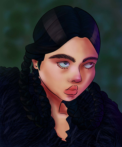 Goth girl portrait 2d art adobe illustrator adobe photoshop avatar beautiful digital portrait digitar art gothic green illustration woman