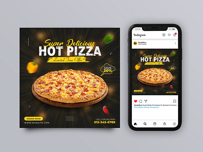 Social Media Post | Instagram Square Banner Design ads design advertisement advertising banner branding creative design discount banner food menu graphic design instagram carousel marketing offer banner pizza banner pizza menu post poster promotion restaurant social media