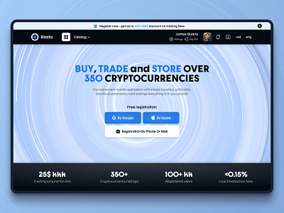 Cryptocurrency burse concept app binance bitcoin burse crypto design etherium graphic design hero landing money ui ux web