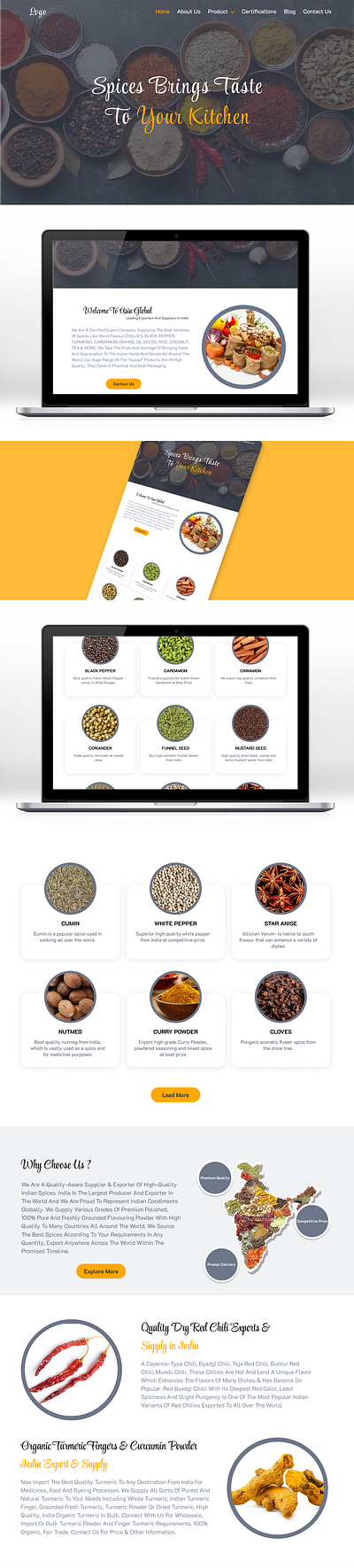 Website for a Company Supplying The Best Varieties Of Spices branding design designer dribbble graphic design ui ux website