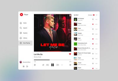 Music player UI design 009 dailyui design figma media media player music music player player ui ux