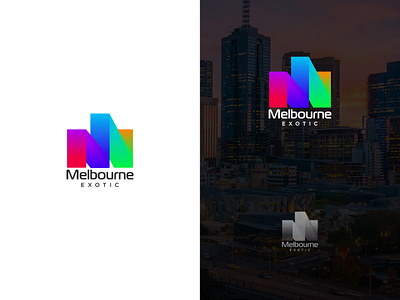 MELBOURNE EXOTIC abstract branding business city logo colrful logo design illustration inital m logo m logo melbourne modern symbol technology vector