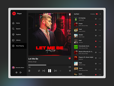 Dark music player UI design 009 dailyui design figma graphic media media player music music player streaming streaming app ui ux