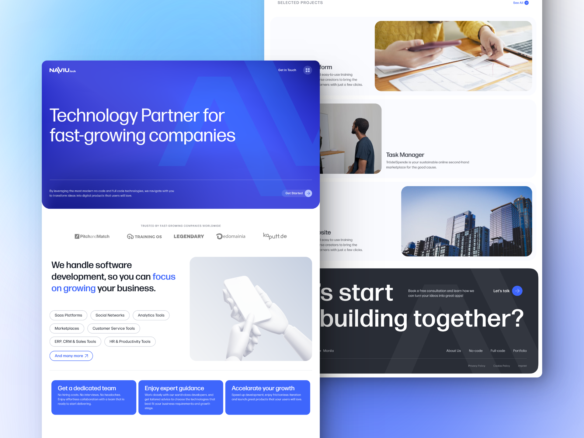 Development studio landing page branding corporate design concept desktop development homepage landing services software ui ux web design website