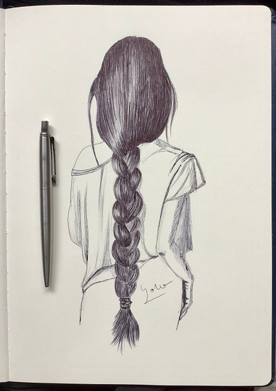 Ballpen Hairstyle 💇🏻‍♀️ ballpen braids design drawing hair hairstyle illustration sketch