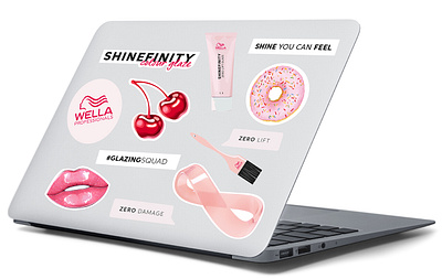 SHINEFINITY launch stickers beauty brand branding graphic design hair brand illustration stickers