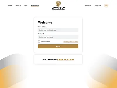 Login Screen create account forgot password gold login menu responsive design signup