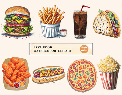 Fast Food Watercolor Clipart clipart design digital art digital download graphic design png watercolor watercolor burger clipart watercolor fast food clipart watercolor food clipart watercolor french fries clipart watercolor fried chicken clipart watercolor hot dog clipart watercolor junk food clipart watercolor ketchup clipart watercolor pizza clipart watercolor popcorn clipart watercolor tacos clipart