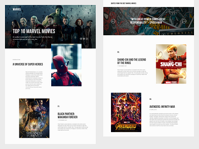 Top 10 Marvel Movies Landing Page design landing landingpage marvel movies ui ux webdesogn