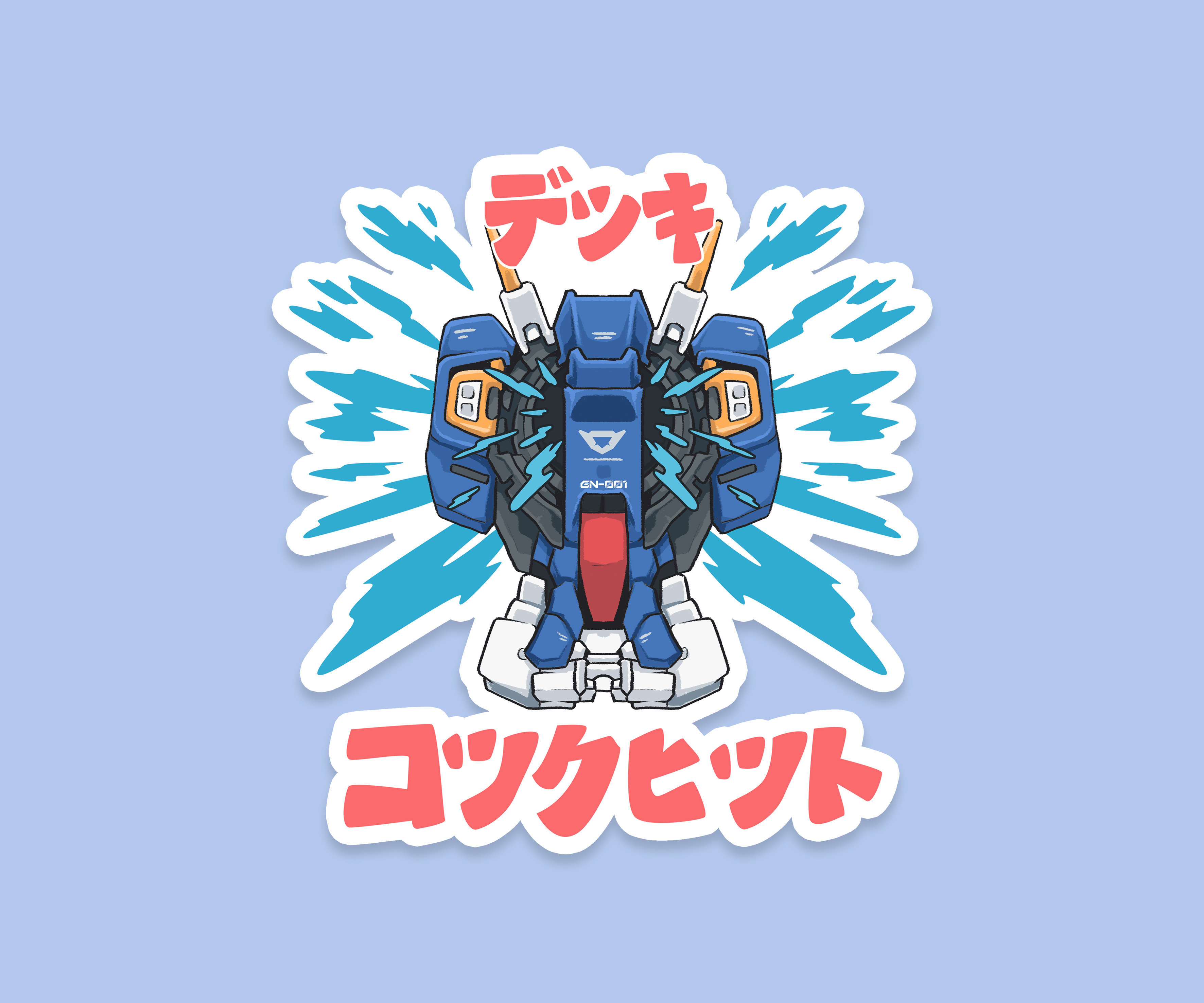 Exia Pilot Deck character character design gundam illustration mascot mascot character mascot design sticker