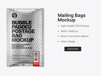 Metallic Postage Bag Mockup bag branding design graphic design logo mockup packing