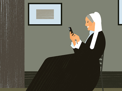 Mother’s Day Call call chair chris rooney elderly illustration mother mothers day painting phone portrait side view sitting smile whistler woman