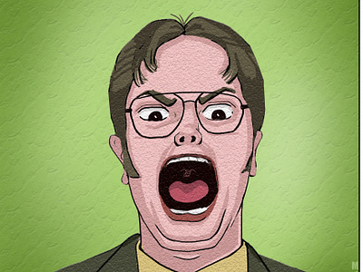 The Office: Dwight Schrute Fan Art caricature cartoon comedy series digital art dwight fan art funny illustration portrait rainn wilson shouting sketch the office