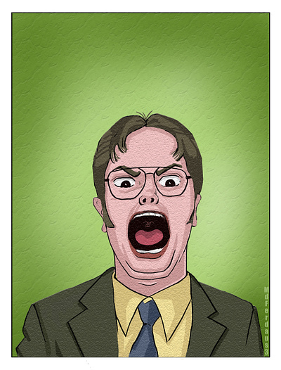 The Office: Dwight Schrute Fan Art caricature cartoon comedy series digital art dwight fan art funny illustration portrait rainn wilson shouting sketch the office