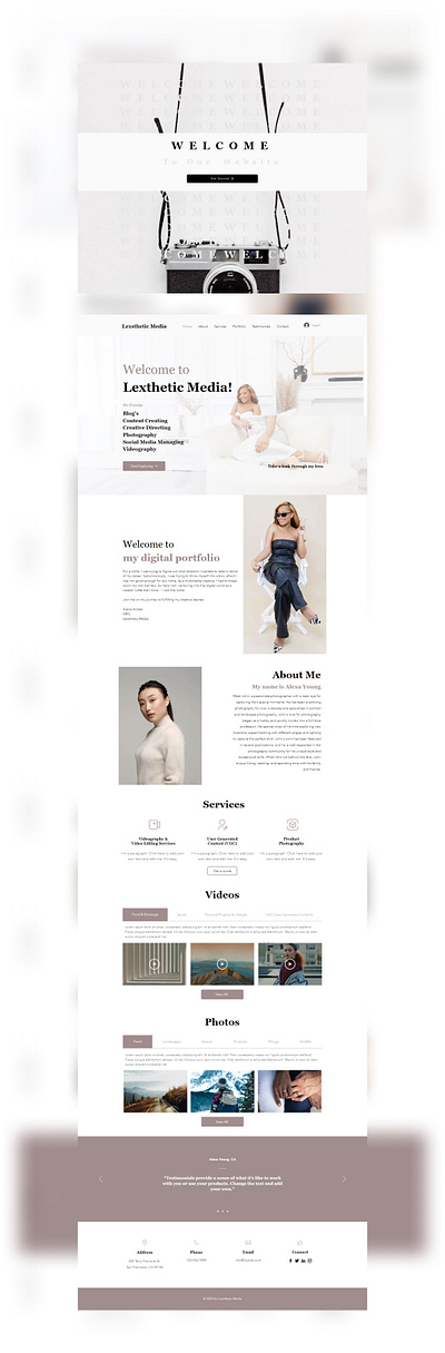 Photographer Portfolio Web Design design ui ux web webdesign