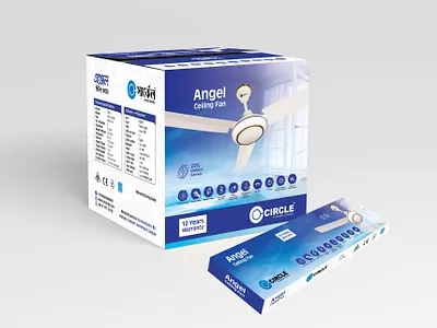 Circle Angel Ceiling Fan Box Design. box design ceiling fan box design. graphic design packaging packet design