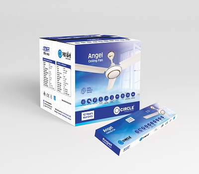 Circle Angel Ceiling Fan Box Design. box design ceiling fan box design. graphic design packaging packet design