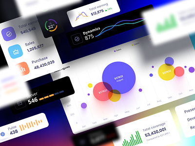 Data visualization in light and dark themes 3d ai animation bubble chart daata dashboard dataviz design desktop dev graphic design infographic lines motion graphics presentation statistic tech template ui