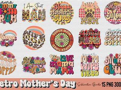 Retro Mothers Day Sublimation Bundle mom quote