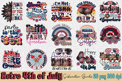 4th Of July Sublimation Design Bundle mom quote