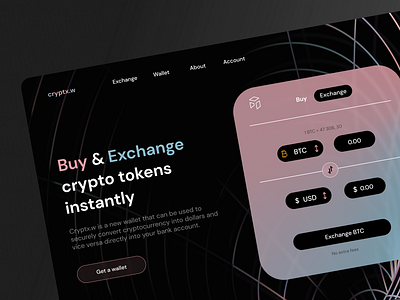 Crypto Exchange Website bitcoin btc button crypto cryptocurrnecy exhange landing token tokens trading ui website