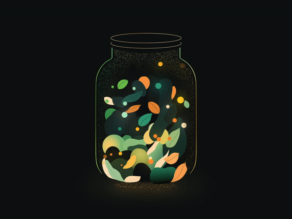 Fireflies in a jar 2d after effects animation fireflies glow illustration jar particles shape