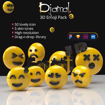 Awesome Emoji Icons Pack 3d 3d icon 3d logo branding design graphic design icon illustration logo