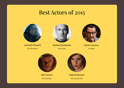 Daily UI Day 63 - Best of 2015 actors awards best best actors best of best of 2015 daily ui daily ui day 63 dailyui day 63 design films movies oscars ui ux