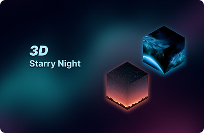 3d Starry Night- Made with Figma 3d aurora gradien cube daily challenge design easometric figma figma plugin glowingcube graphic design illustration nightsky starry night ui ui design