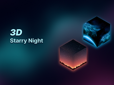 3d Starry Night- Made with Figma 3d aurora gradien cube daily challenge design easometric figma figma plugin glowingcube graphic design illustration nightsky starry night ui ui design