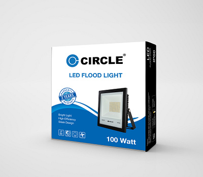Circle LED Flood Light Box Design. box design graphic design packaging packet design