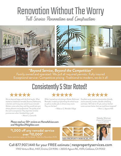 Ad for Contractor Renovation Services advertisement branding creative direction graphic design magazine layout