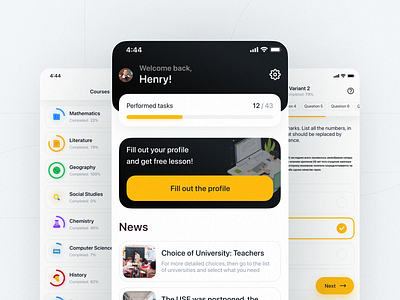 Synergy School – mobile app / iOS / Android app design figma flat ios app portfolio product design school ui ux