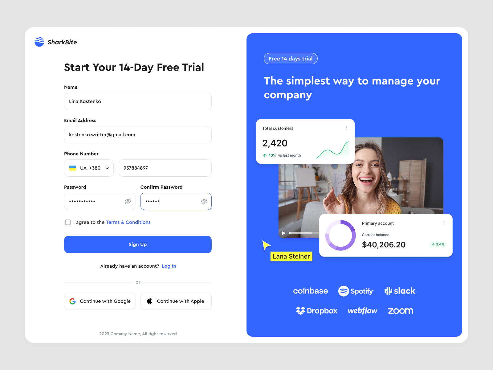 100 Days Of UI. Day 1: Sign Up Page dailyui registration ui web design web service