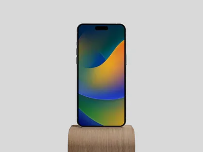 iPhone 14 Pro Max on Wood Stand Mockup apple free iphone mobile mockup psd showcase smartphone wood