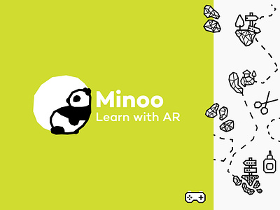 Minoo | Learn with AR app ar brand branding clean design flat graphic design icon illustration illustrator logo logo design minimal typography ui ux vector