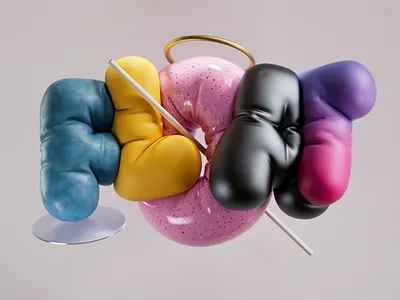 Floating Materials 3d design lettering letters type