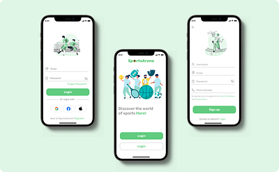 SportsArena signup screens app dailyui illustration mobileui ui