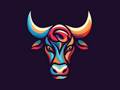 Artsy, vector bull rendition. animal art artsy branding bull colorful design graphic design illustration logo vector