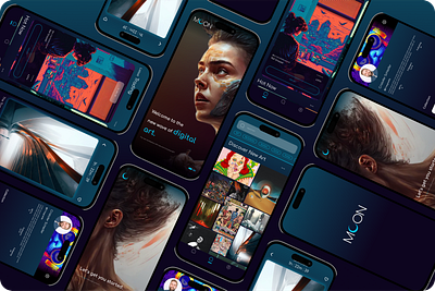 The Moon - A revolutionary NFT marketplace app case study digital art dribbble graphic design iphone layout learning mobile nft ui wireframe