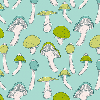 Blue Green Mushroom Pattern by Tamara Lance on Dribbble