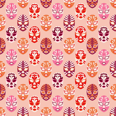Lucha Libre Mask Pattern adobe illustrator lucha libre mexico pattern surface pattern vector