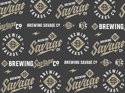 Savage Brewing Co Logo Suite beer branding brewery craft beer design emblem illustration lettering lightning bolt logo logo design matt vergotis monogram savage verg
